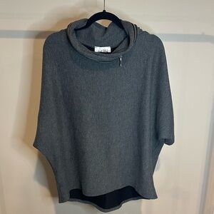 Joseph Ribkoff Grey Mélange / Black Contrast Hooded Poncho-Style Top – Size 6